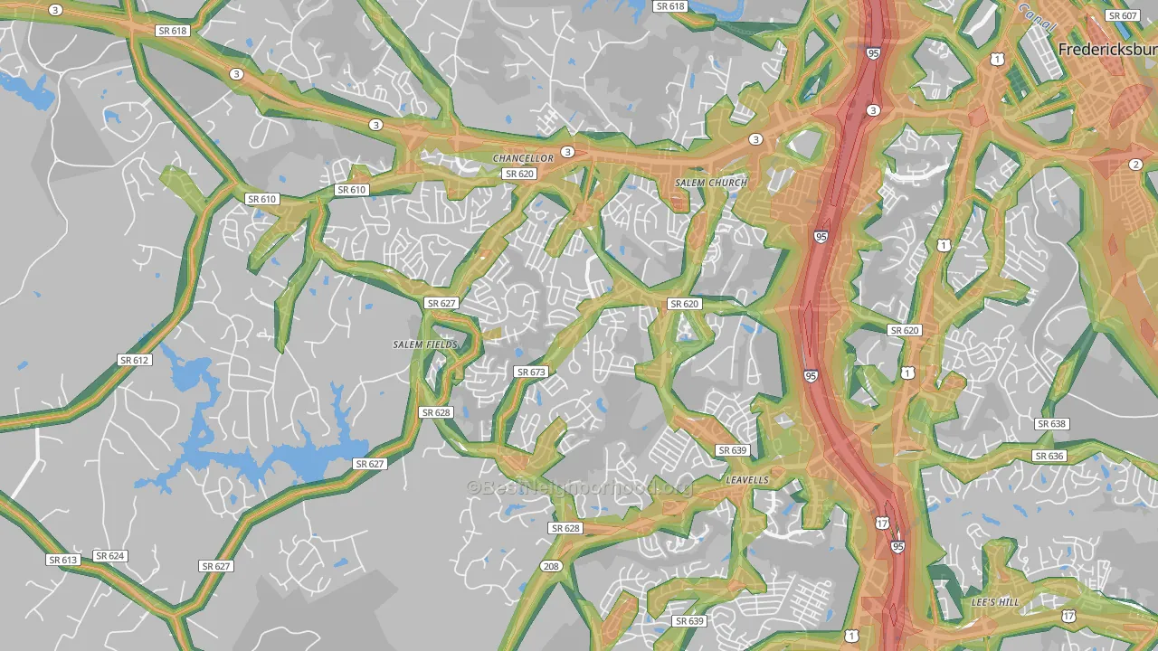22407, VA Map of Noise Levels in 22407