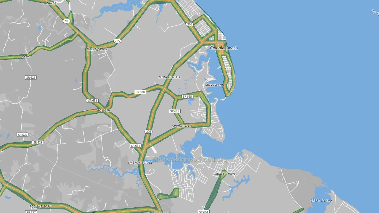 22443, VA Map of Noise Levels in 22443