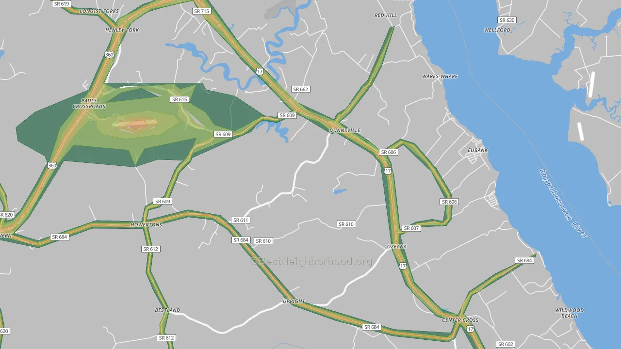 22454, VA Map of Noise Levels in 22454