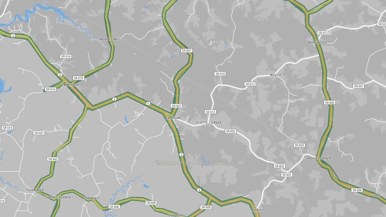 22460, VA Map of Noise Levels in 22460