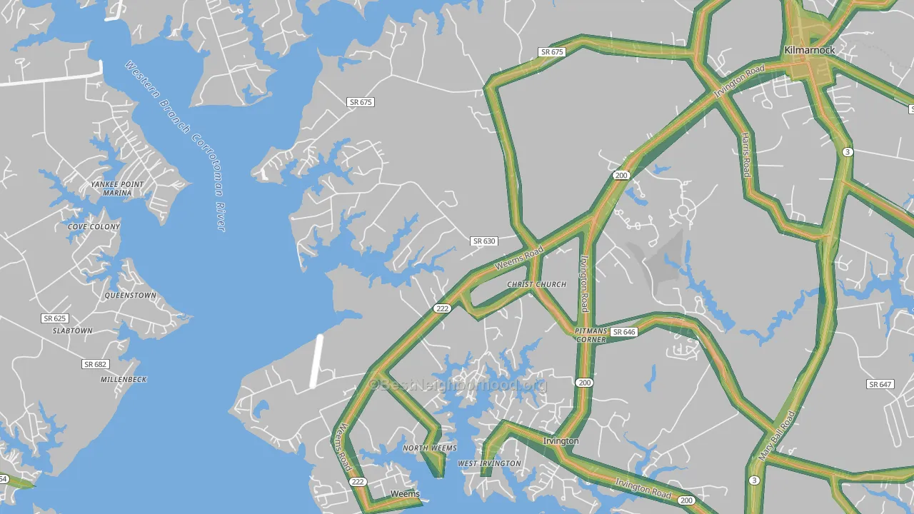 22576, VA Map of Noise Levels in 22576