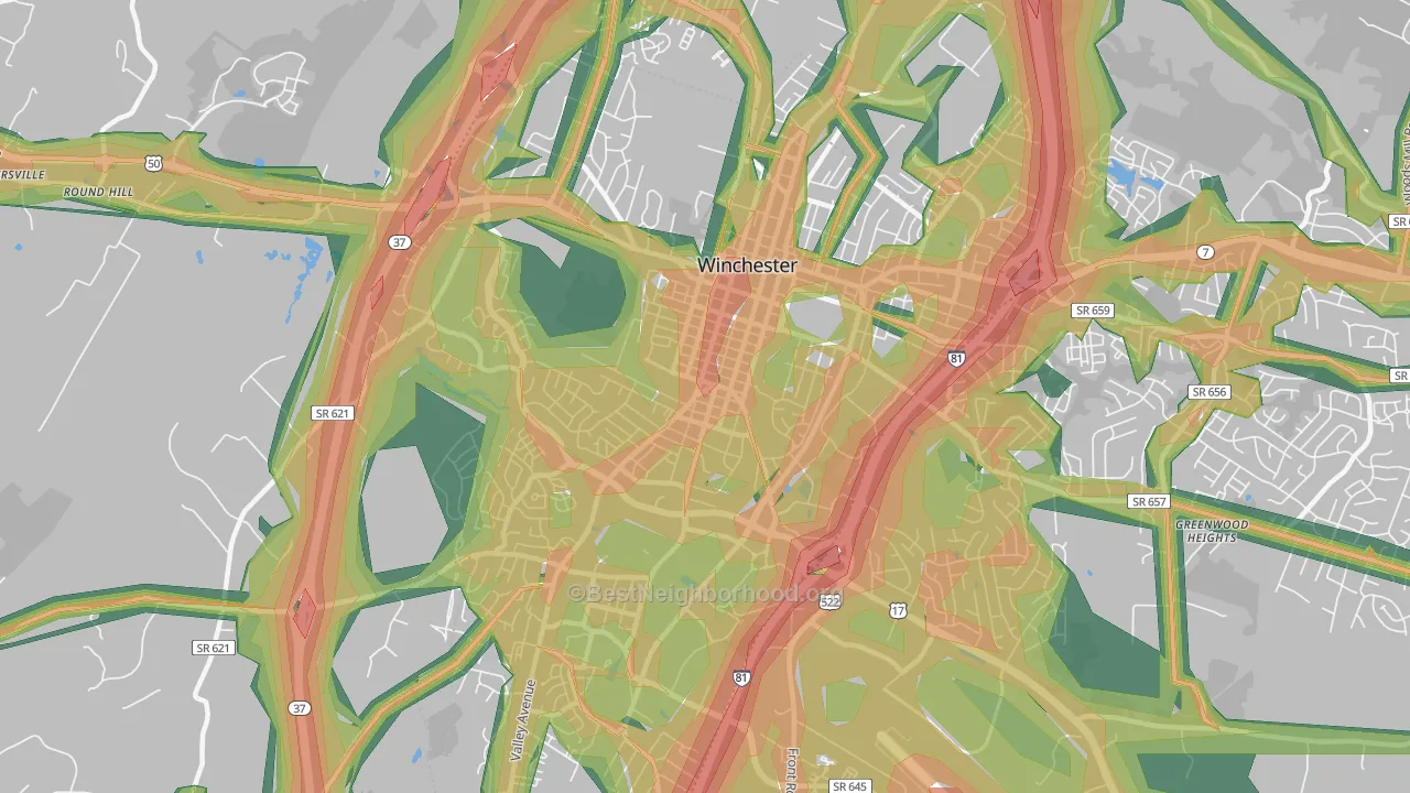 22601, VA Map of Noise Levels in 22601