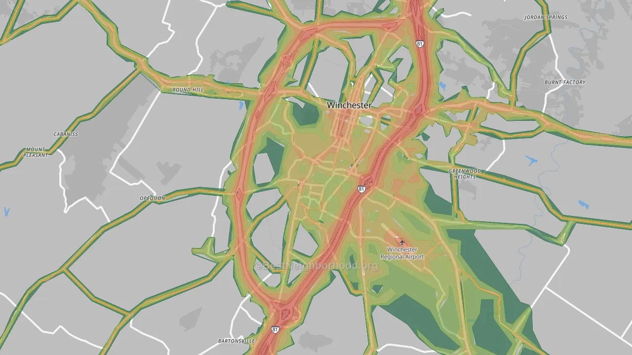22602, VA Map of Noise Levels in 22602