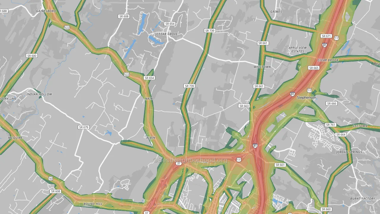 22603, VA Map of Noise Levels in 22603
