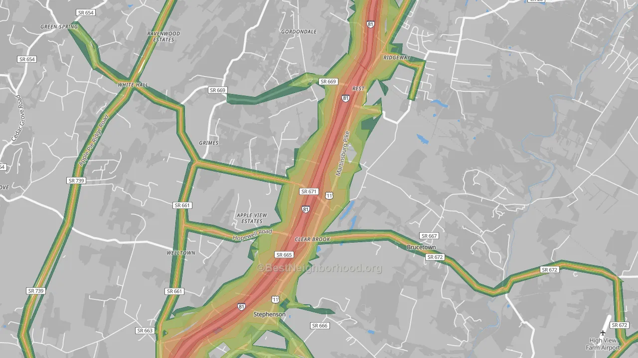 22624, VA Map of Noise Levels in 22624