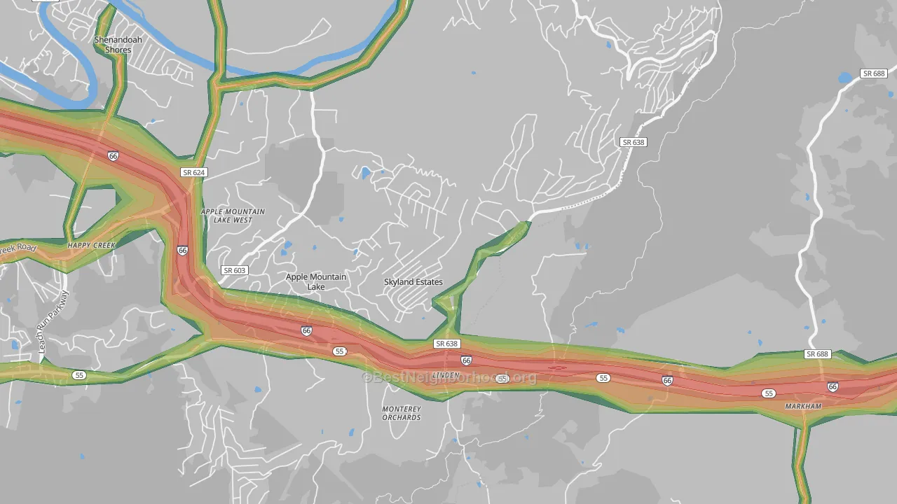 22642, VA Map of Noise Levels in 22642