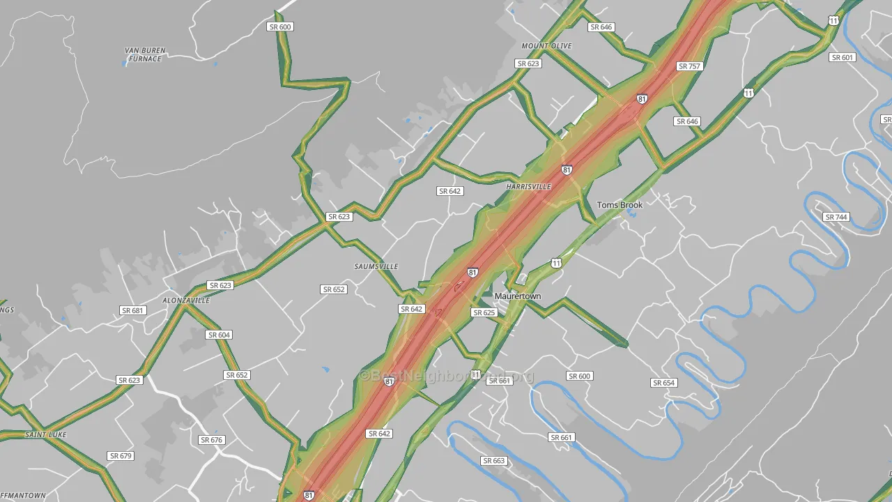 22644, VA Map of Noise Levels in 22644