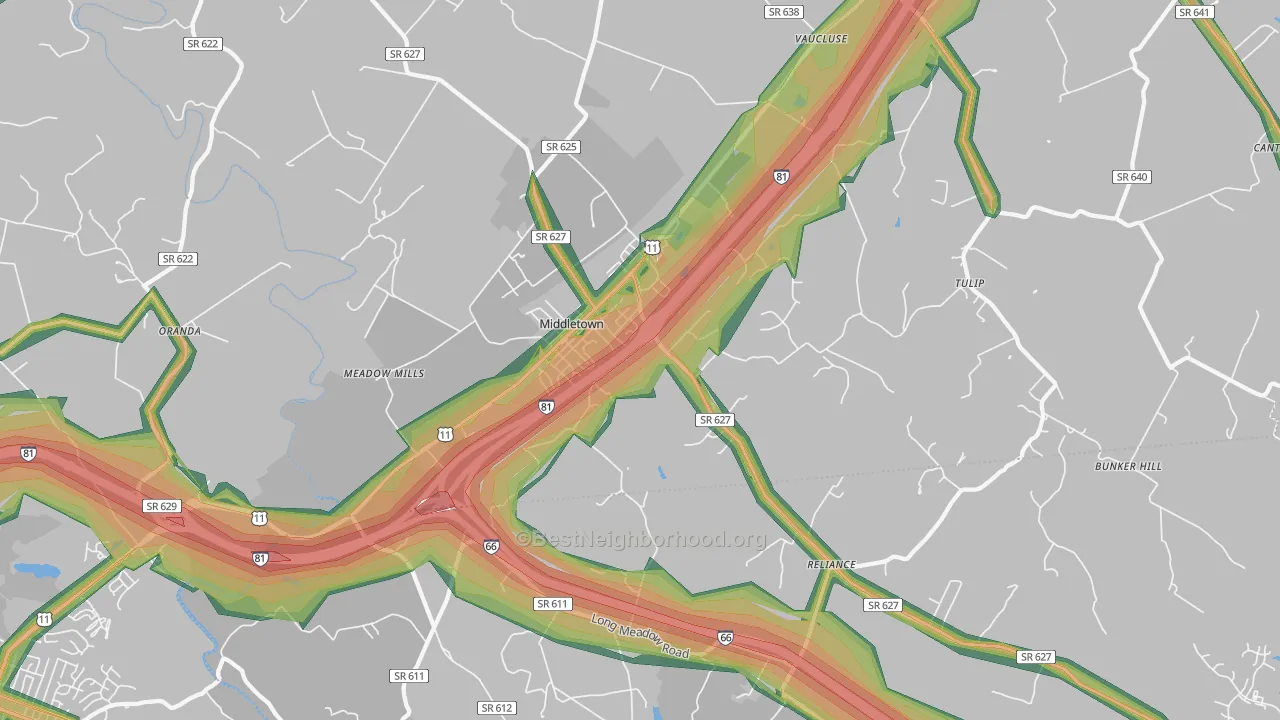 22645, VA Map of Noise Levels in 22645