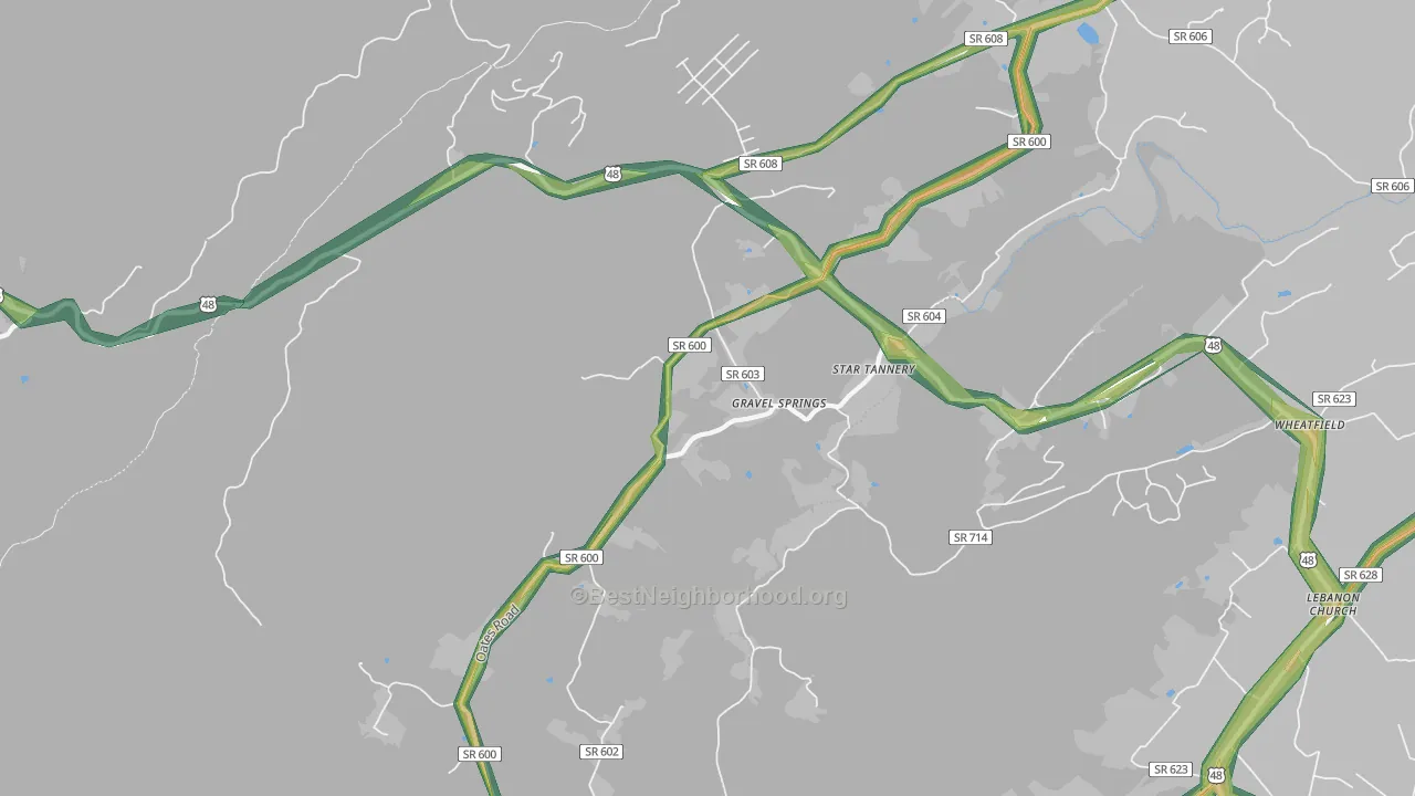 22654, VA Map of Noise Levels in 22654