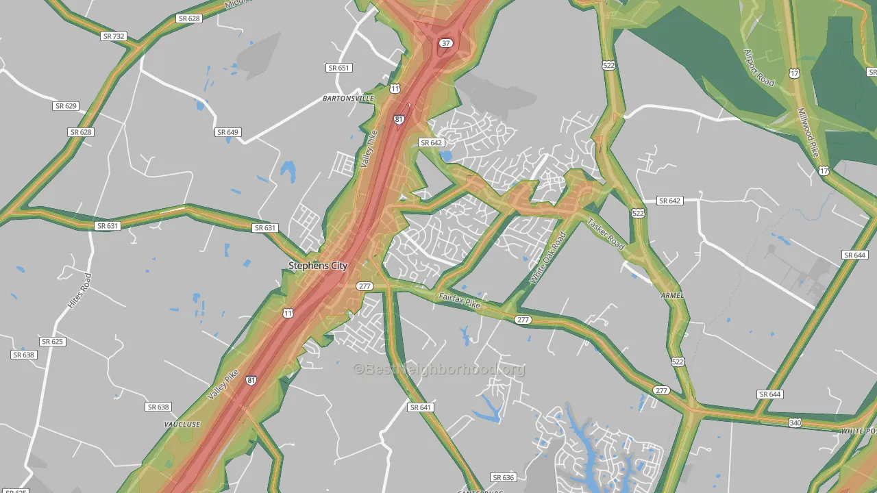 22655, VA Map of Noise Levels in 22655