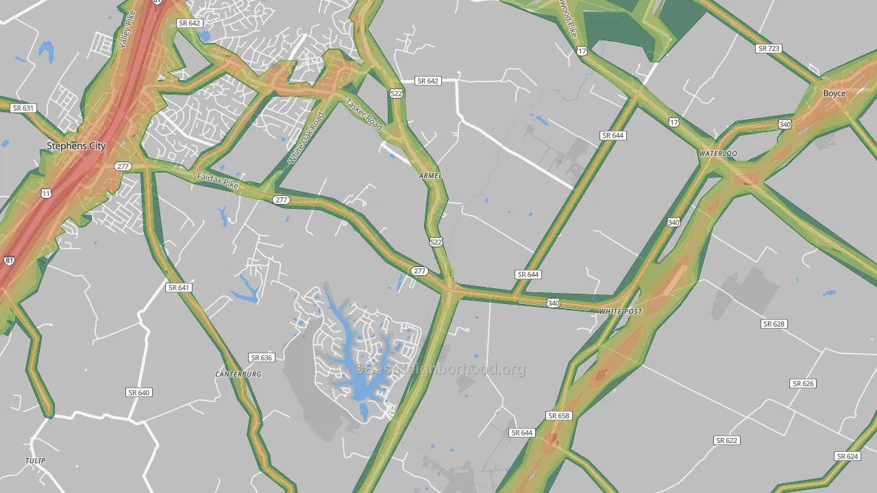 22663, VA Map of Noise Levels in 22663