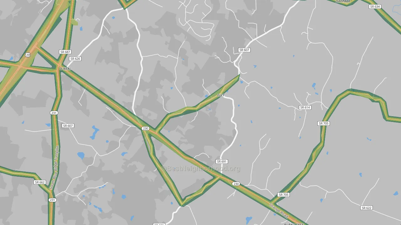 22709, VA Map of Noise Levels in 22709