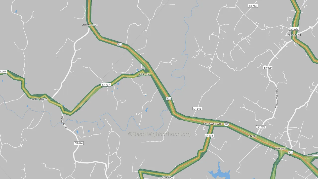 22713, VA Map of Noise Levels in 22713
