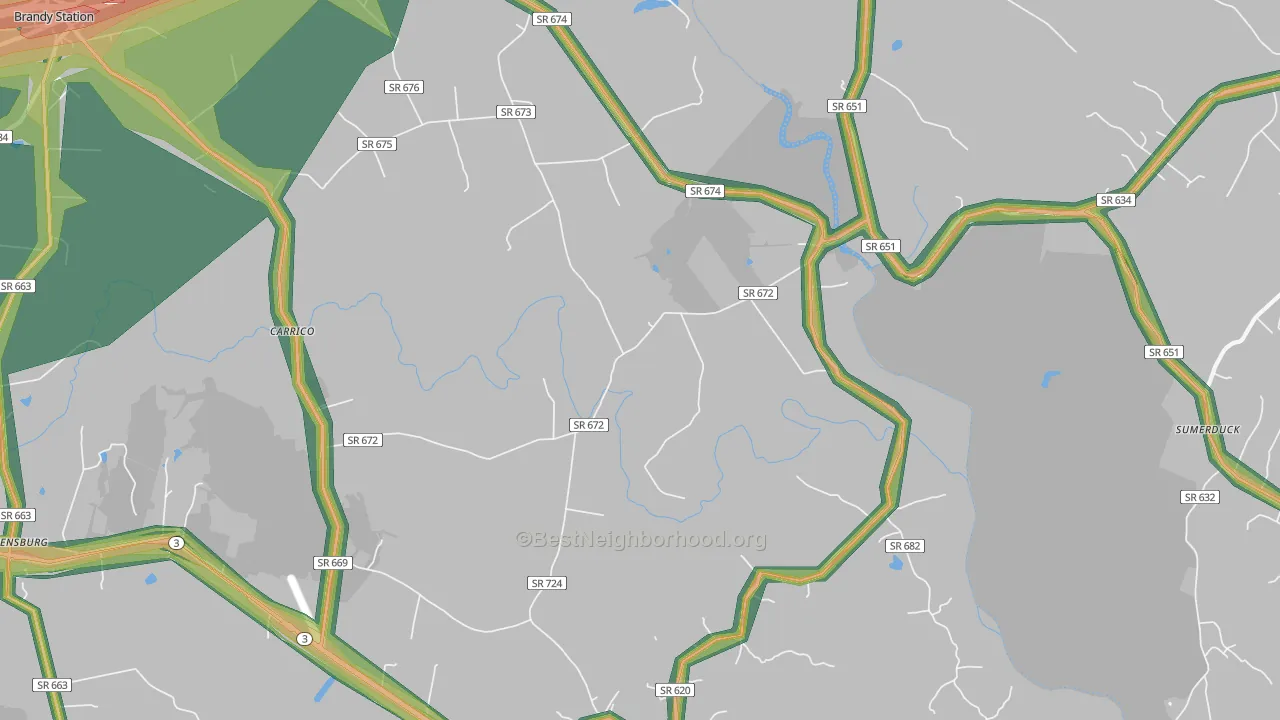 22718, VA Map of Noise Levels in 22718