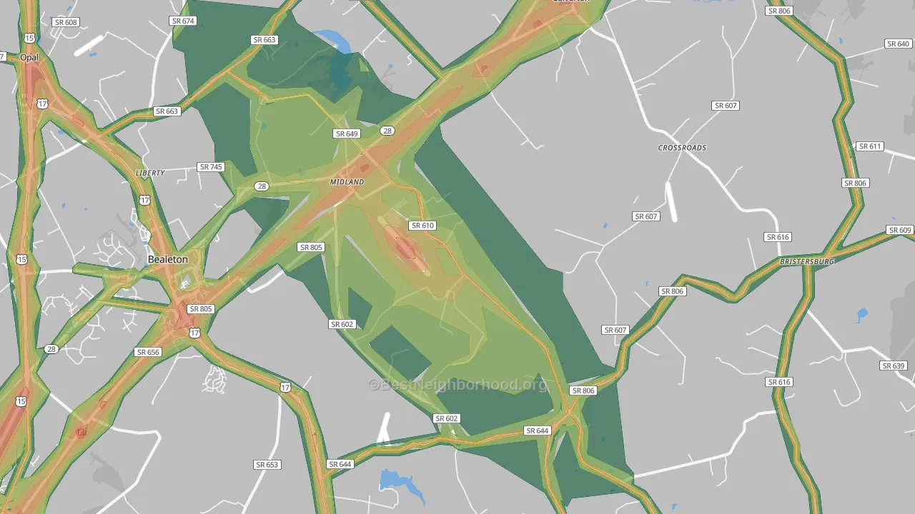 22728, VA Map of Noise Levels in 22728