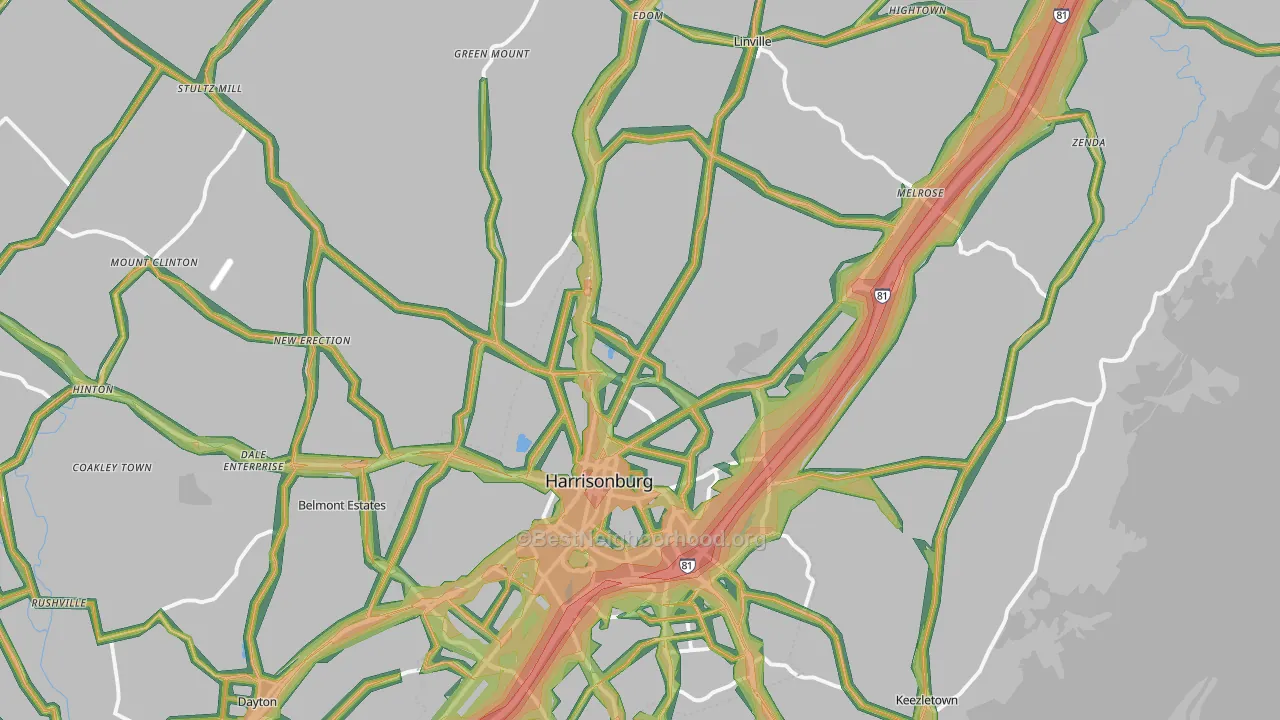 22802, VA Map of Noise Levels in 22802