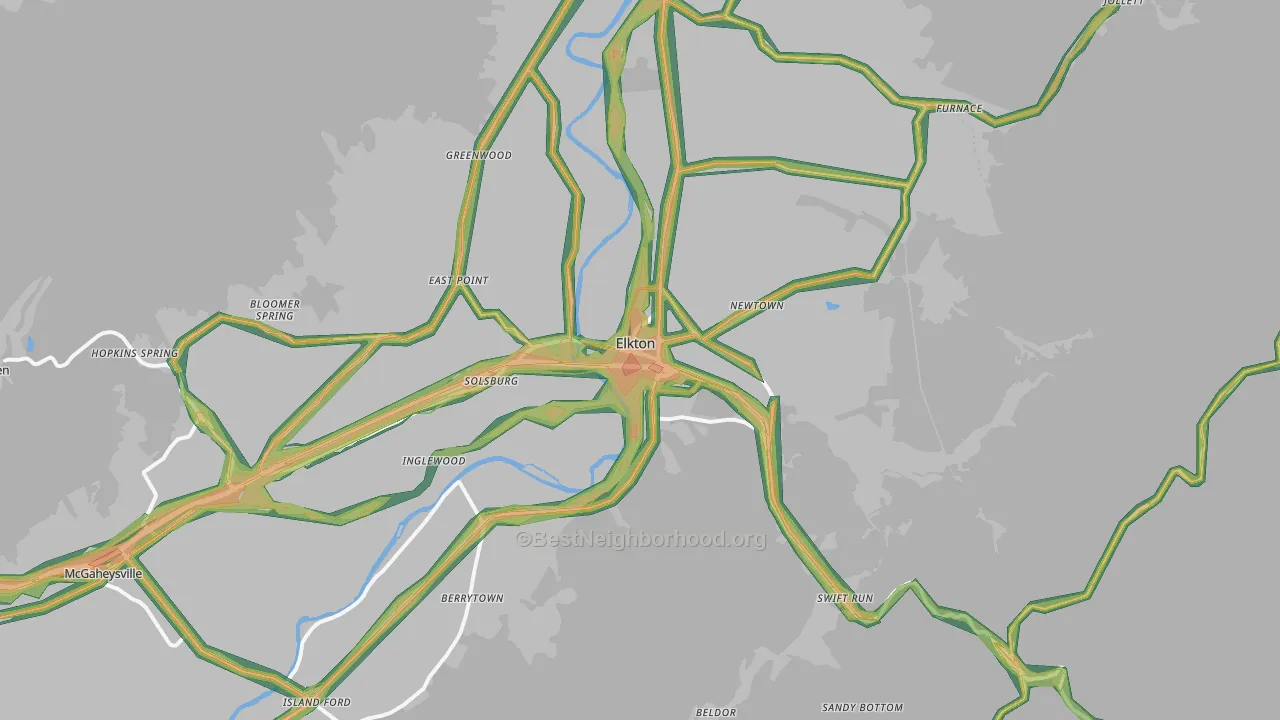 22827, VA Map of Noise Levels in 22827
