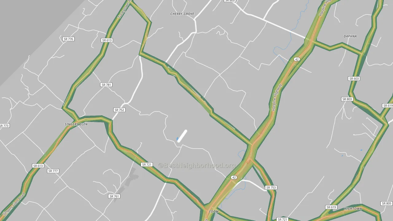 22834, VA Map of Noise Levels in 22834
