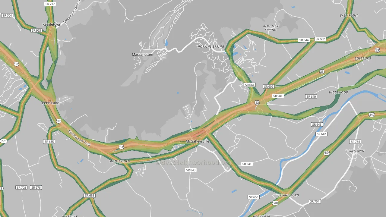 22840, VA Map of Noise Levels in 22840
