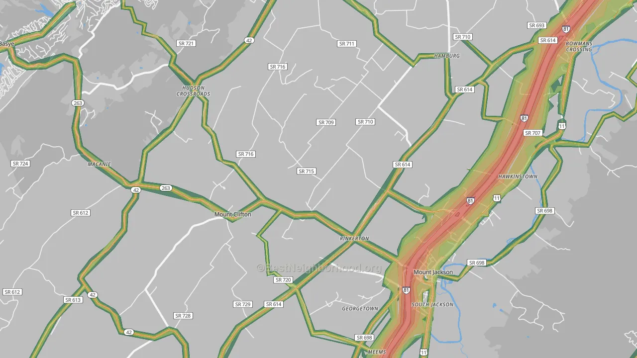 22842, VA Map of Noise Levels in 22842