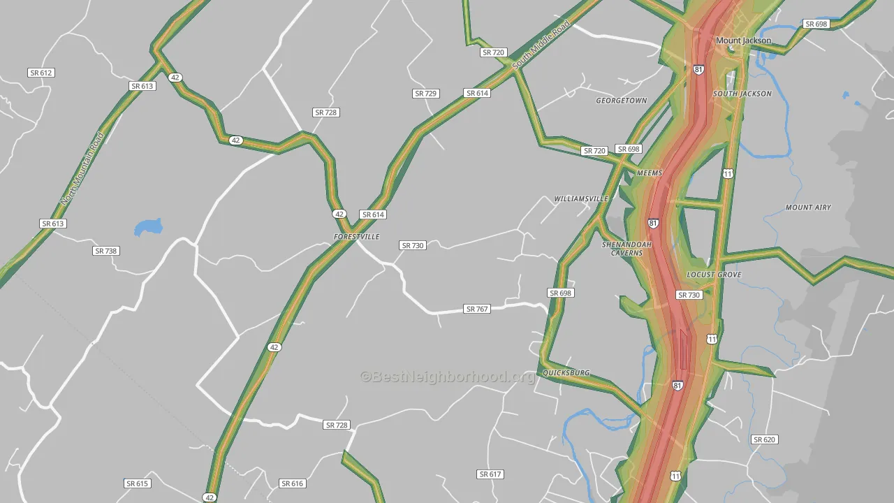 22847, VA Map of Noise Levels in 22847