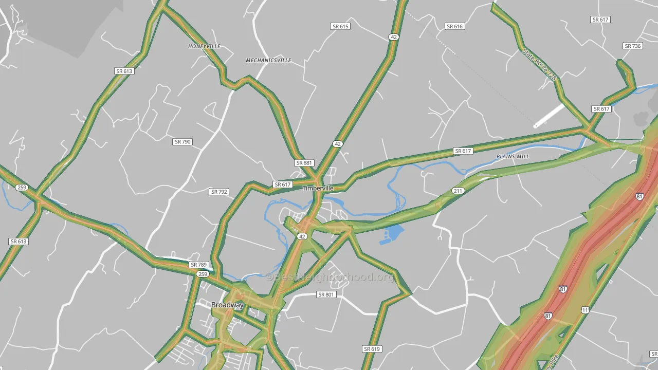 22853, VA Map of Noise Levels in 22853