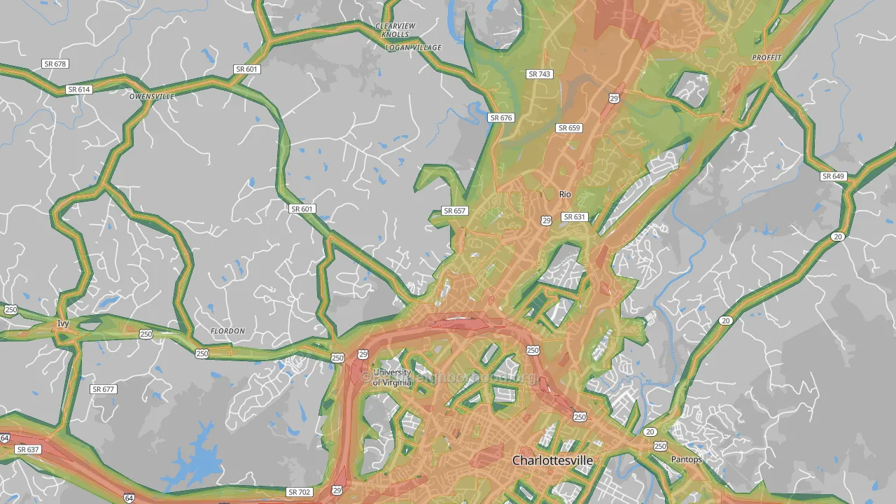 22901, VA Map of Noise Levels in 22901