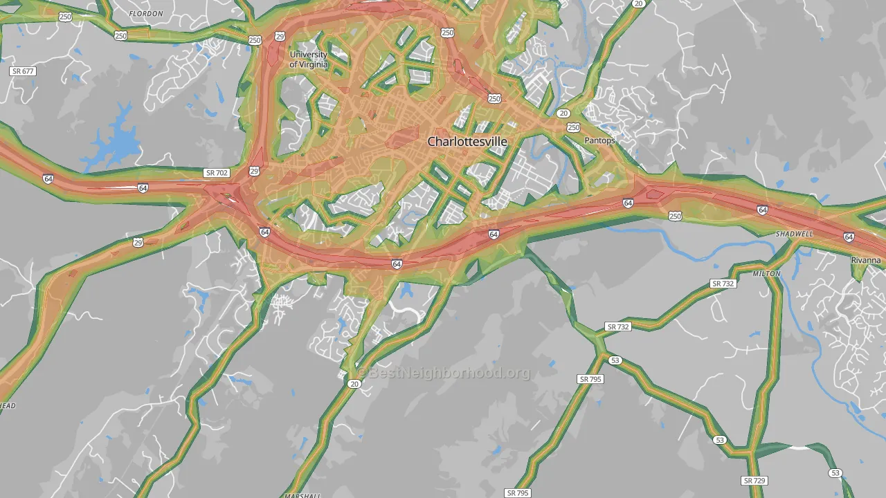22902, VA Map of Noise Levels in 22902