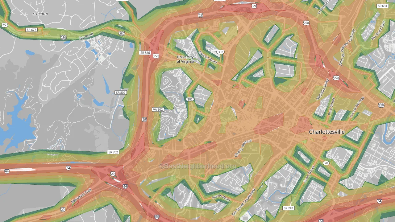 22904, VA Map of Noise Levels in 22904