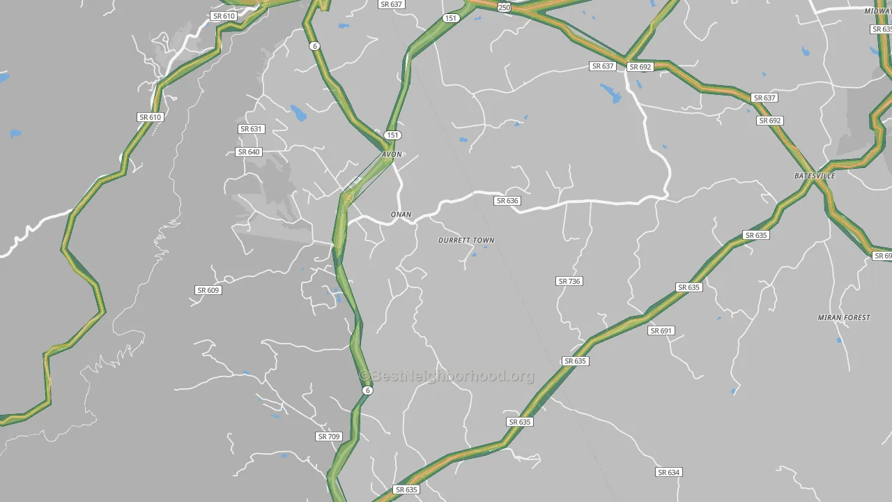 22920, VA Map of Noise Levels in 22920