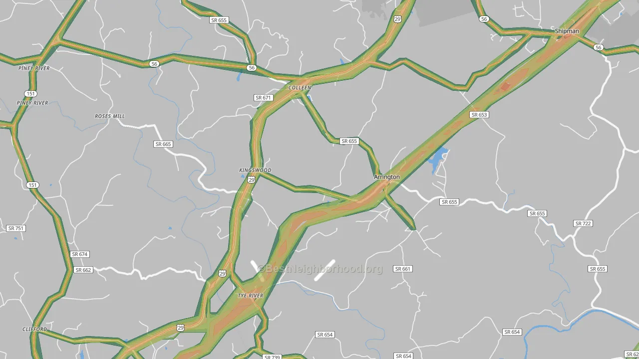 22922, VA Map of Noise Levels in 22922