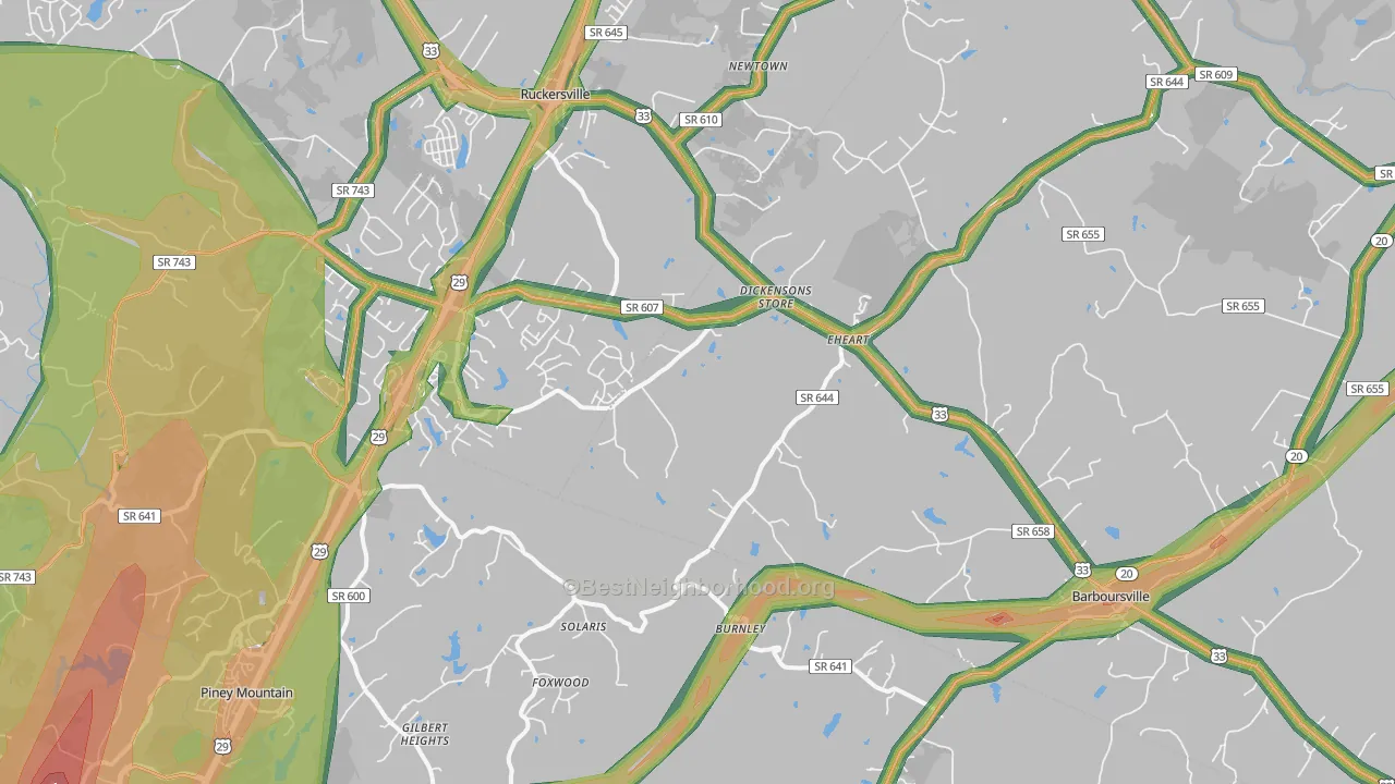 22923, VA Map of Noise Levels in 22923