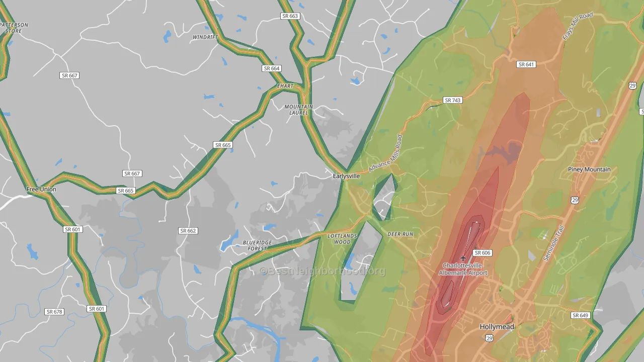 22936, VA Map of Noise Levels in 22936