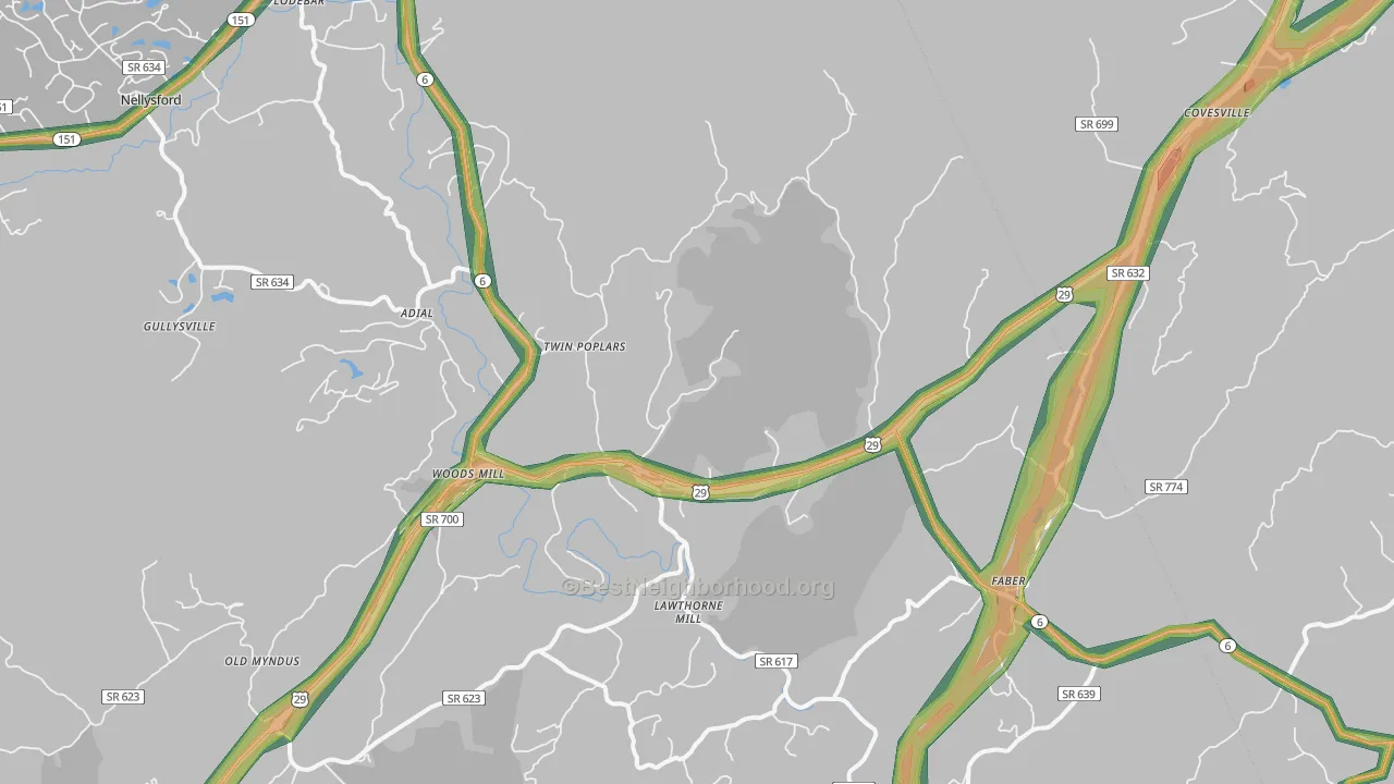 22938, VA Map of Noise Levels in 22938