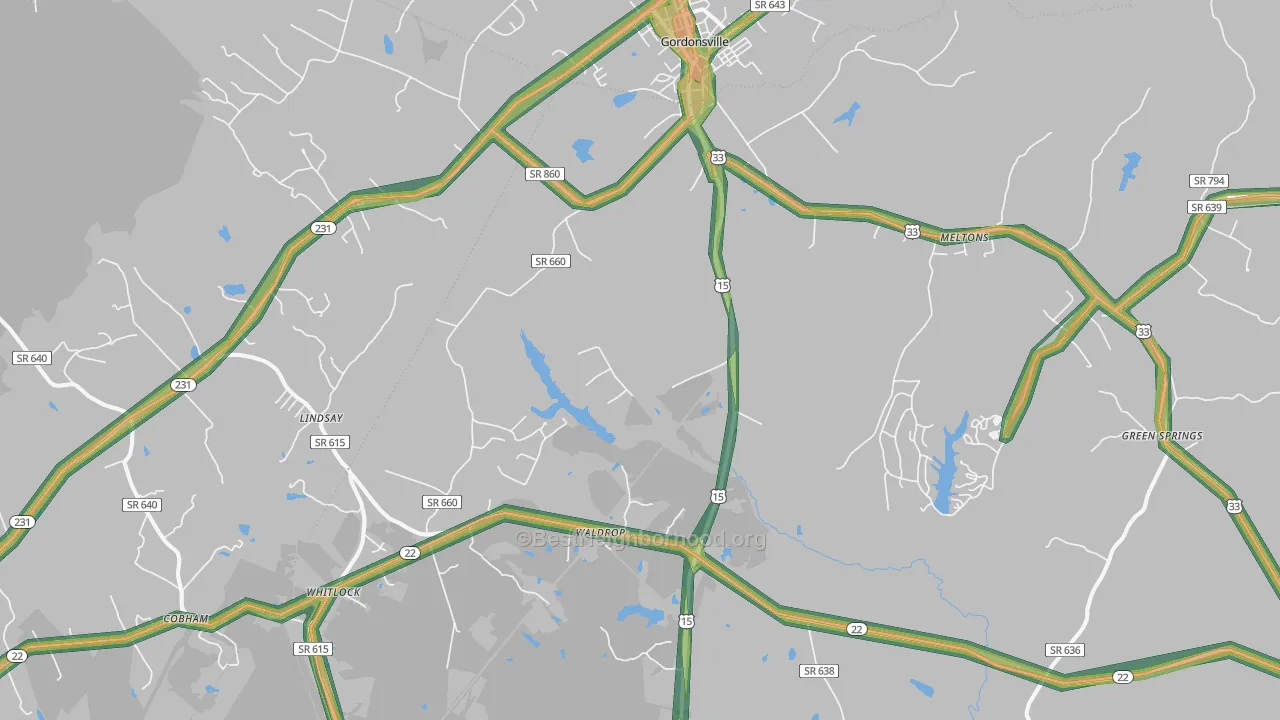 22942, VA Map of Noise Levels in 22942