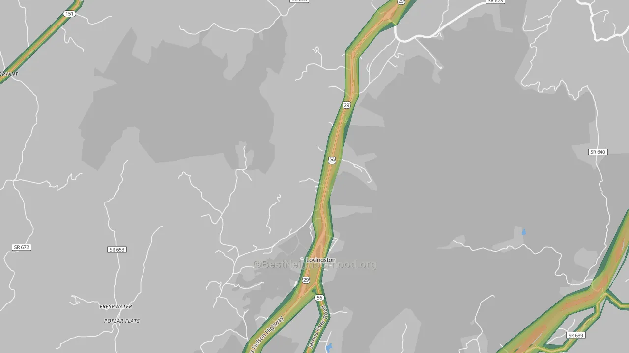 22949, VA Map of Noise Levels in 22949