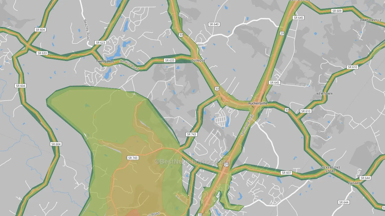 22968, VA Map of Noise Levels in 22968
