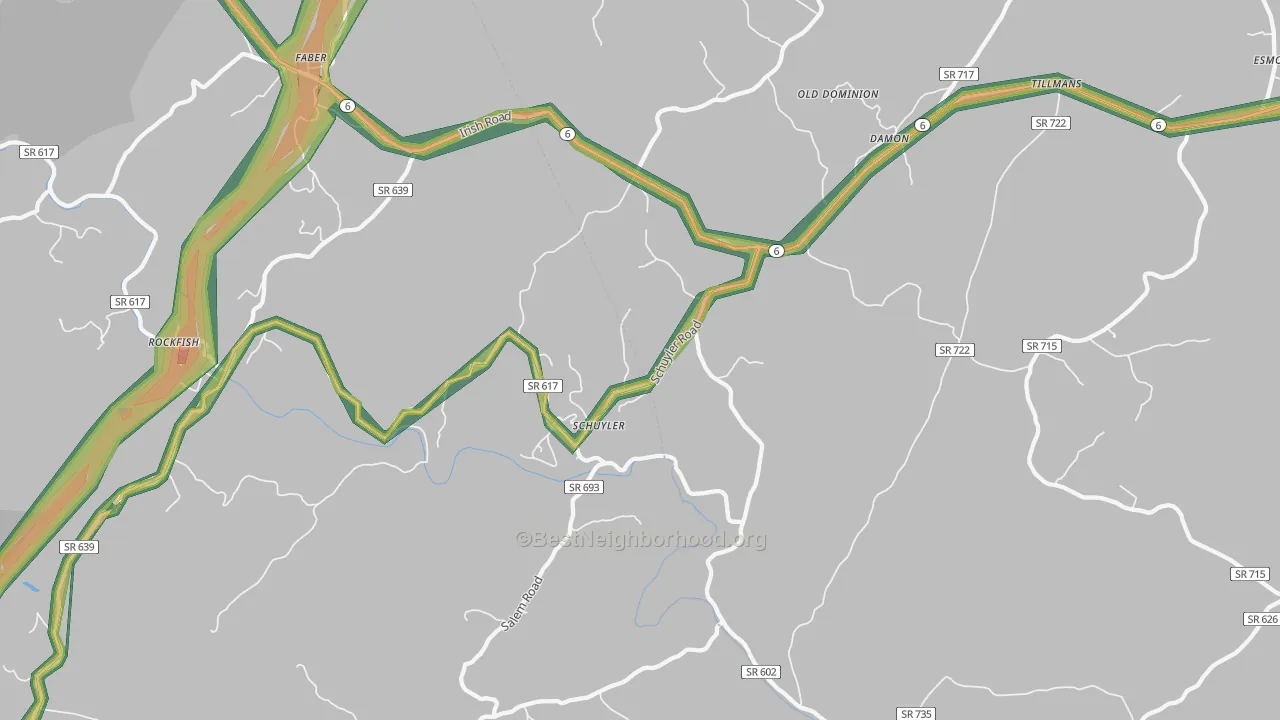 22969, VA Map of Noise Levels in 22969