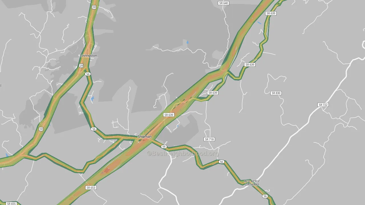 22971, VA Map of Noise Levels in 22971