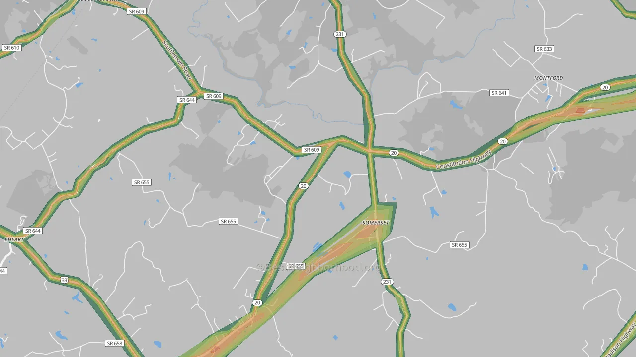 22972, VA Map of Noise Levels in 22972