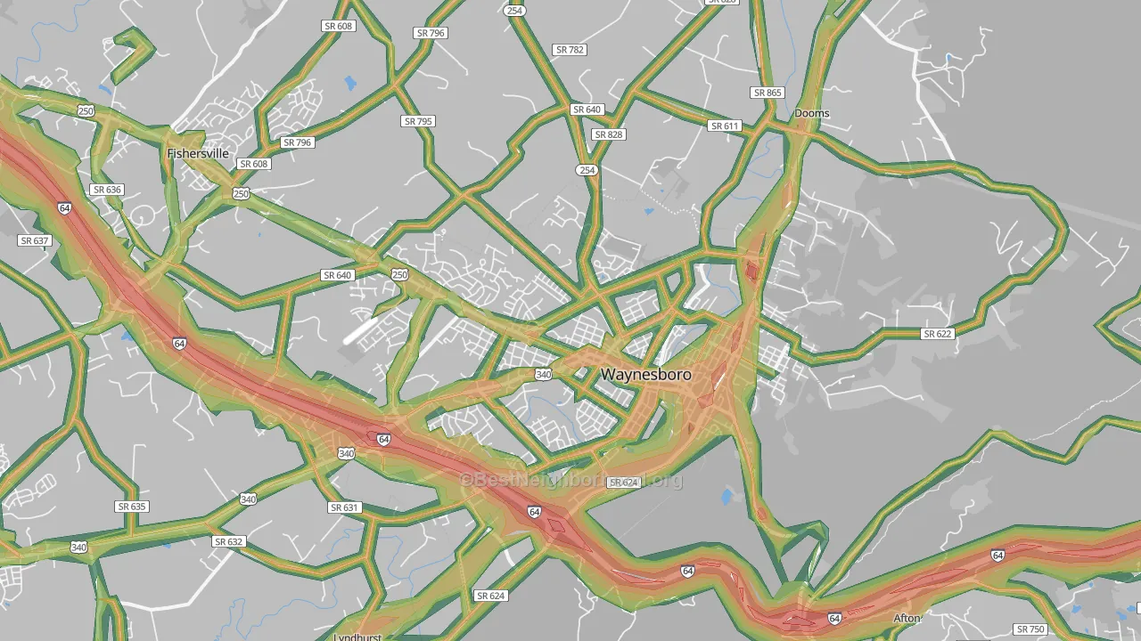 22980, VA Map of Noise Levels in 22980