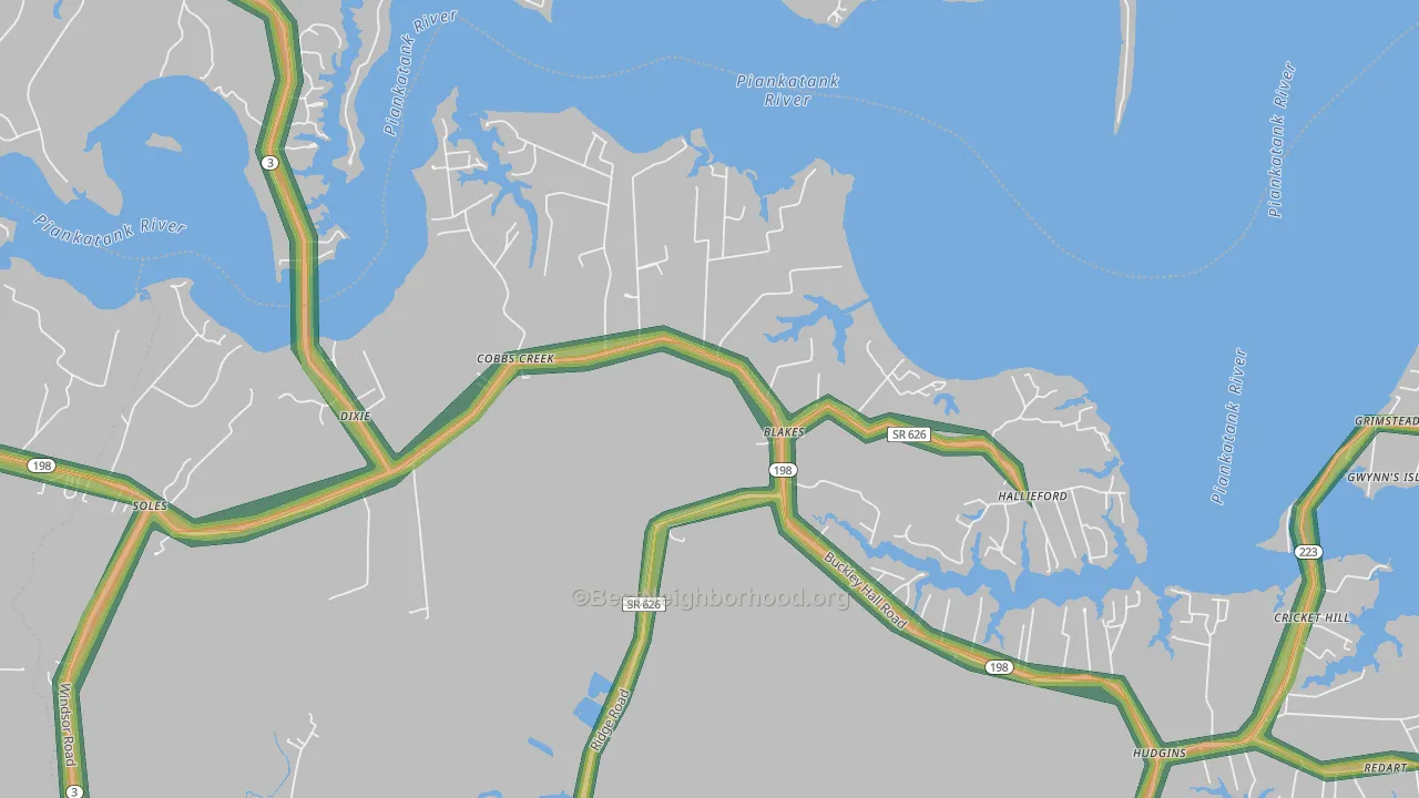 23035, VA Map of Noise Levels in 23035