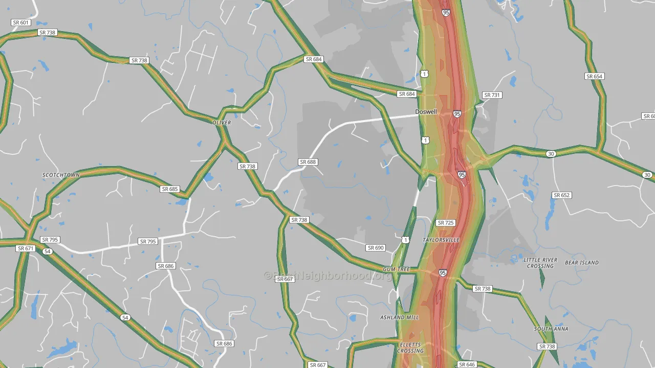 23047, VA Map of Noise Levels in 23047