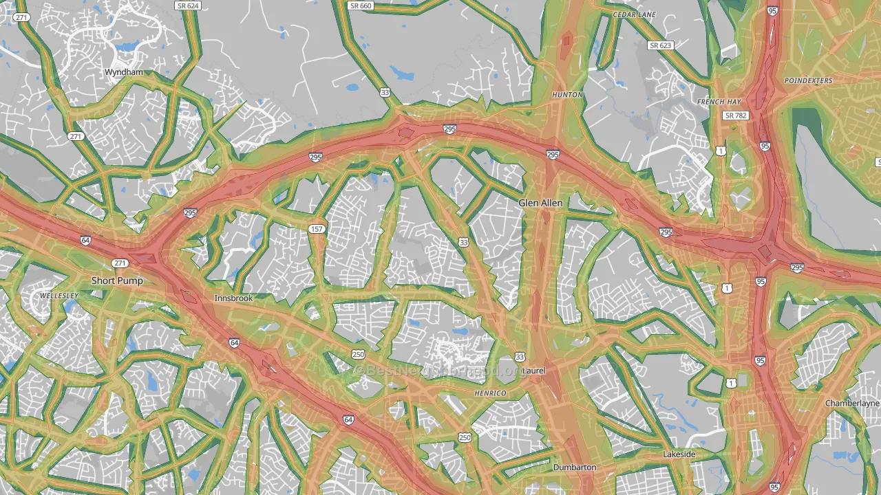 23060, VA Map of Noise Levels in 23060