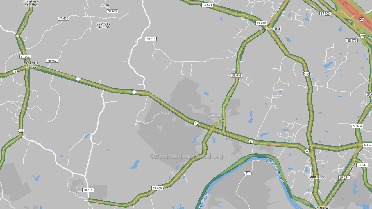 23063, VA Map of Noise Levels in 23063