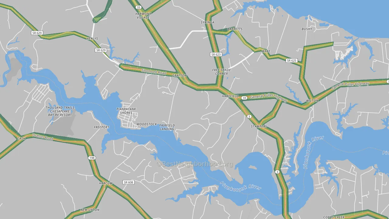 23071, VA Map of Noise Levels in 23071