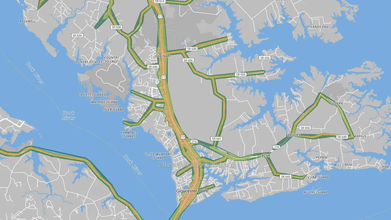 23072, VA Map of Noise Levels in 23072