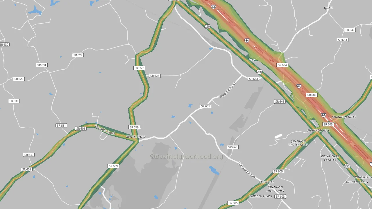 23084, VA Map of Noise Levels in 23084
