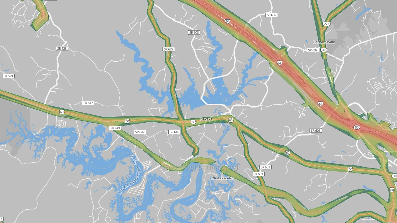 23089, VA Map of Noise Levels in 23089