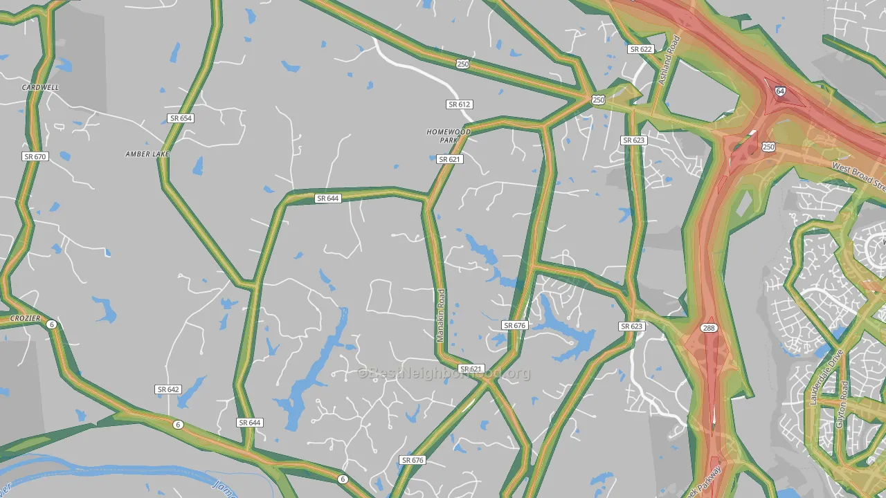 23103, VA Map of Noise Levels in 23103
